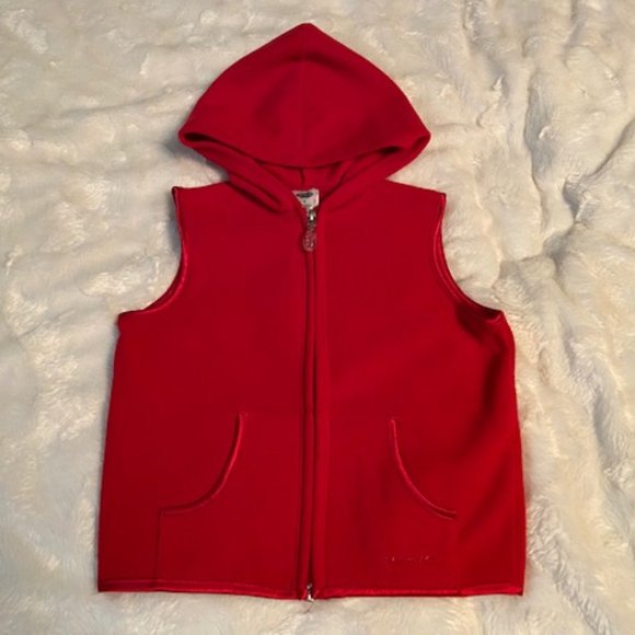 Old Navy Red Fleece Hoodie Vest Child Size 6 - Picture 2 of 9